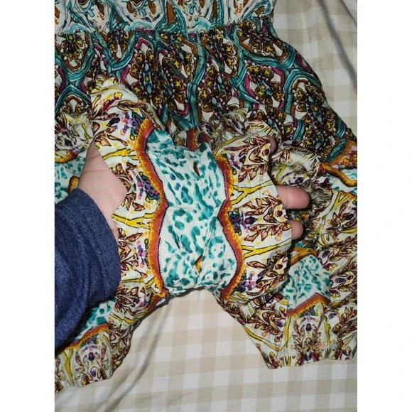 Moda Goods Womens Boho Medallion Print Romper Multi-Color Medium NWT - Picture 2 of 3